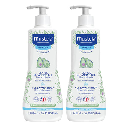 Mustela Gentle Cleansing Gel - Baby Wash for Delicate Skin and Hair - Newborn-Safe Cleanser - Made with with Natural Avocado Perseose - 1 or 2-Pack - Various Sizes