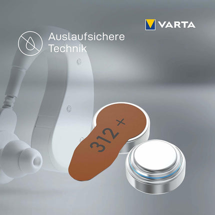 VARTA Hearing Aid Batteries Type 312 Brown — Pack of 60