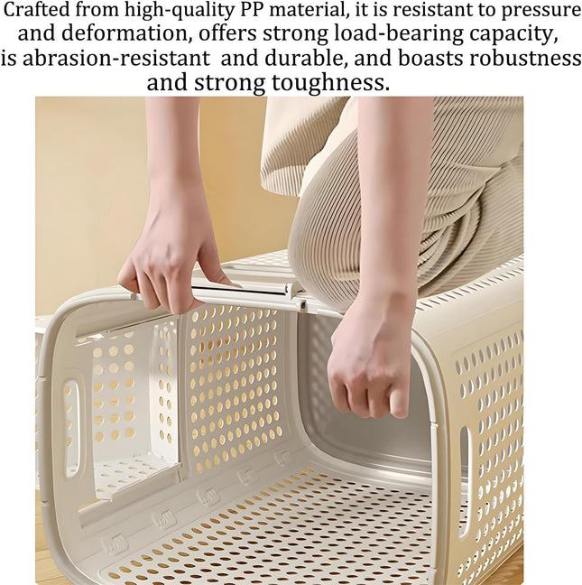 WESAPPINC Rolling Laundry Hamper with Lid, 70L Perforated Plastic Basket with Wheels, Storage Bin with Handle, White (LARGE 70L)