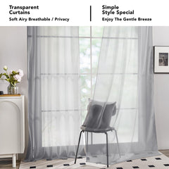 Semi-Transparent White Sheers, 52x63 Inch