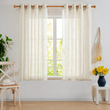 Linen Look Boho Semi-Sheer Curtains, 52x63 Inch, 2 Panels