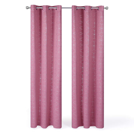 Thermal Blackout Curtains with Silver Foil Print