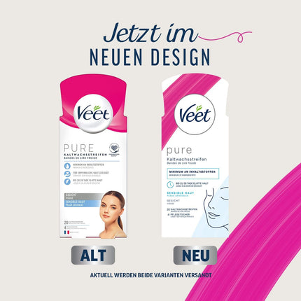Veet Cold Wax Strips for Face — Sensitive Skin, 10 Double Strips