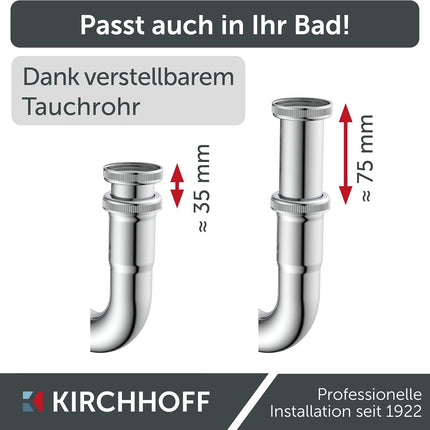 Kirchhoff 98801110 P-Trap for Sink & Washbasin — Chrome Steel, Pack of 6