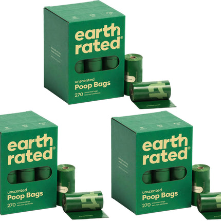 Earth Rated Dog Poop Bags on Refill Rolls, 270 Bags, Lavender
