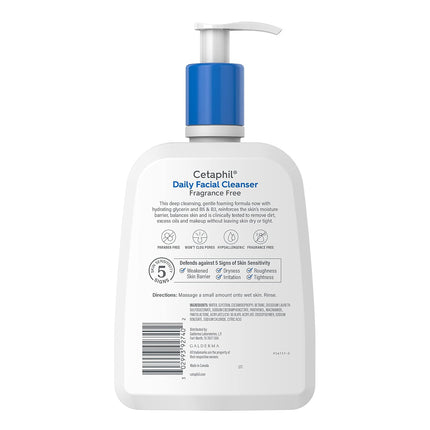 Cetaphil Daily Facial Cleanser, Oily & Combination Skin, 16oz