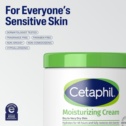 Cetaphil Moisturizing Cream, Face & Body Lotion Dry Sensitive Skin, 20oz