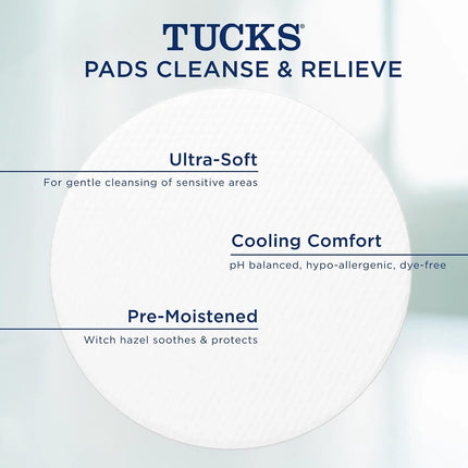 TUCKS Medicated Cooling Pads, Witch Hazel Hemorrhoid Treatment, 100 Count