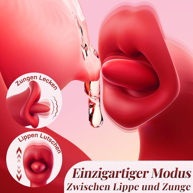 3-in-1 Dildo Vibrator — 7 Tongue Licks, 7 Strokes, 7 Vibrations, Nipple Sucker
