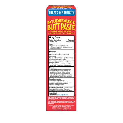 Boudreaux’s Butt Paste Maximum Strength Diaper Rash Cream, 4 Oz