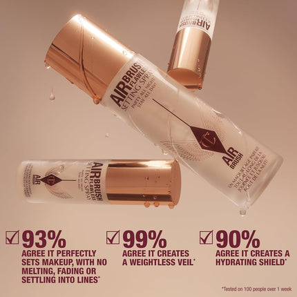 Charlotte Tilbury Airbrush Flawless Setting Spray - Ultra-Fine Hydrating Mist to Prime & Set Makeup Up to 16Hr – Soothes and Blurs Skin, Waterproof, Wedding Makeup