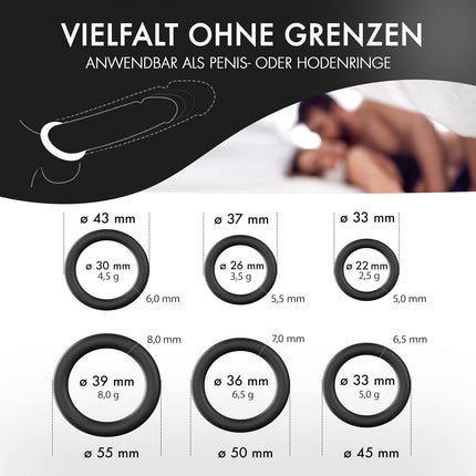Liebesfreunde Cock Ring Set — 6 Sizes, Silicone