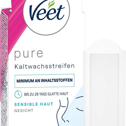 Veet Cold Wax Strips for Face — Sensitive Skin, 10 Double Strips