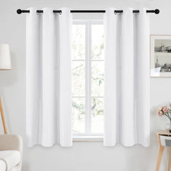 Room Darkening Curtains with Line Foil Print, Navy Blue, 2 Panels