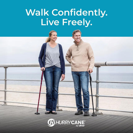 HurryCane Freedom Edition — SteadiGrip All-Terrain Base Detail, Black Folding Cane