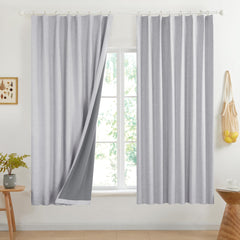 100% Blackout Pinch Pleat Curtains, Cream, 2 Panels