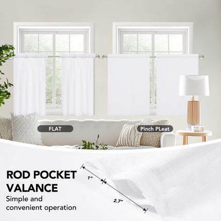Linen Look Thermal Privacy Cafe Curtains, 2 Panels