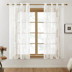 Sheer Grommet Curtains with Summer Flowers