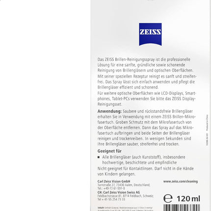 ZEISS Glasses Cleaning Spray Double Pack — 2 x 120 ml, Alcohol-Free