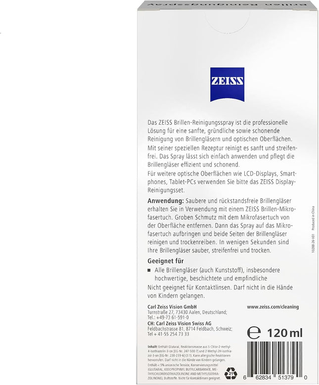 ZEISS Glasses Cleaning Spray Double Pack — 2 x 120 ml, Alcohol-Free