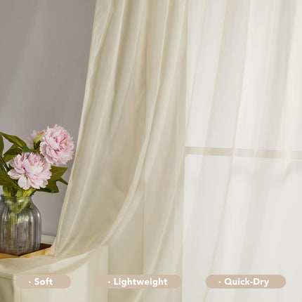 Semi-Transparent White Sheers, 52x63 Inch