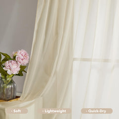 Semi-Transparent White Sheers, 52x63 Inch