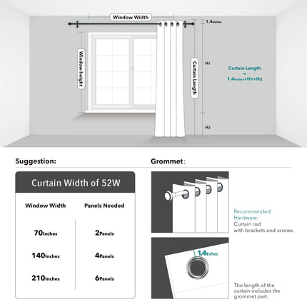 Blackout Thermal Insulated Curtains, 2 Panels