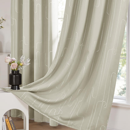 Total Blackout Curtains with Silver Print, 2 Panels