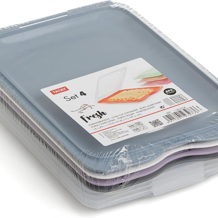 TATAY Cold Food Boxes Set of 4 — BPA-Free, Stackable, Pastel