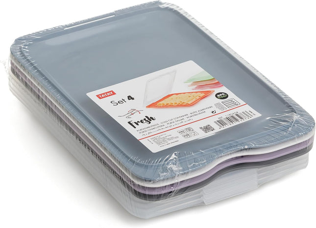 TATAY Cold Food Boxes Set of 4 — BPA-Free, Stackable, Pastel