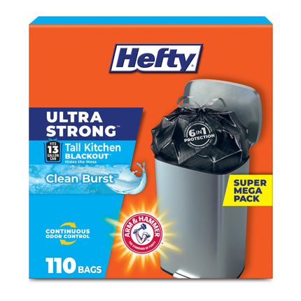 Hefty Ultra Strong 13 Gal Kitchen Trash Bags, White, Lavender Vanilla, 80ct