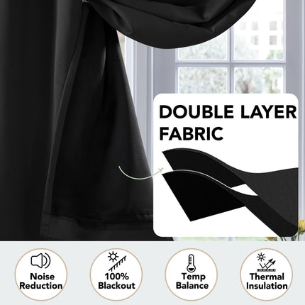 Double Layer Total Blackout Curtain, 1 Panel, White