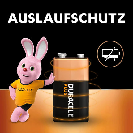 Duracell Plus 9V Block Batteries 6LR61 — Pack of 4