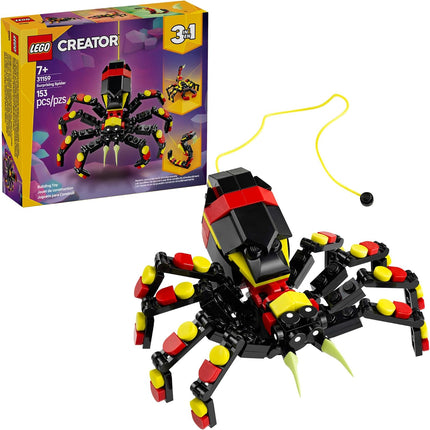 LEGO Creator 3 in 1 Wild Animals Surprising Spider Toy - Building Toy with 3 Build Options, Spider, Scorpion, or Snake - Animal Figures for Kids, Boys & Girls, Ages 7+ - Gift Idea for Birthday - 31159