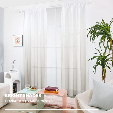 Ombre Sheer Voile Curtains, Rod Pocket, Light Grey