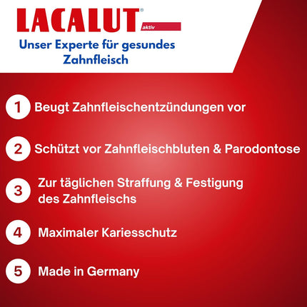 LACALUT AKTIV ZAHNCREME, 100ml Zahnpasta, sofort spürbare Straffung und Festigung des Zahnfleischs, effektive Zahnpflege & Zahnfleischpflege,1 x 100ml