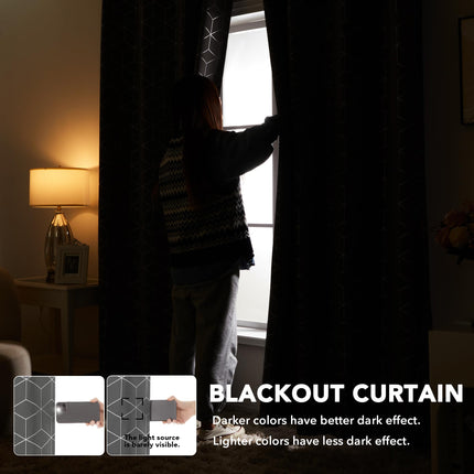 Thermal Blackout Curtains with Silver Foil Print