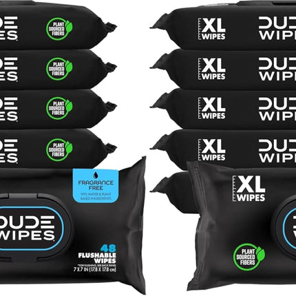 DUDE Wipes Unscented Adult Flushable Wet Wipes, Sensitive Skin, 288 Count
