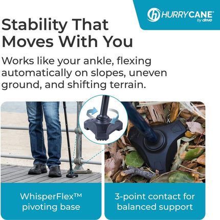 HurryCane Freedom Edition Folding Cane — T Handle, Black