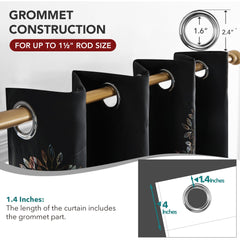 Room Darkening Curtains with Line Foil Print, Navy Blue, 2 Panels