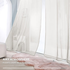 Ombre Sheer Voile Curtains, Rod Pocket, Light Grey