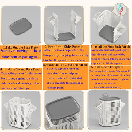 WESAPPINC Rolling Laundry Hamper with Lid, 70L Perforated Plastic Basket with Wheels, Storage Bin with Handle, White (LARGE 70L)