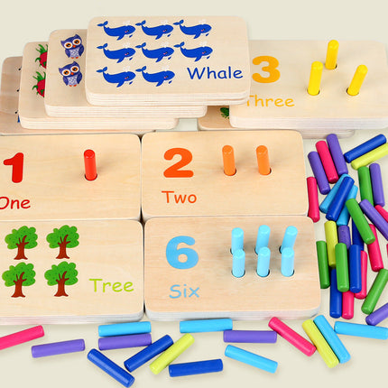 Montessori Wooden Sensory Learning Kit | Mathematics & Color Recognition Stick Game