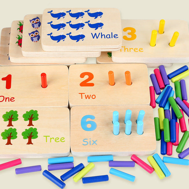 Montessori Wooden Sensory Learning Kit | Mathematics & Color Recognition Stick Game
