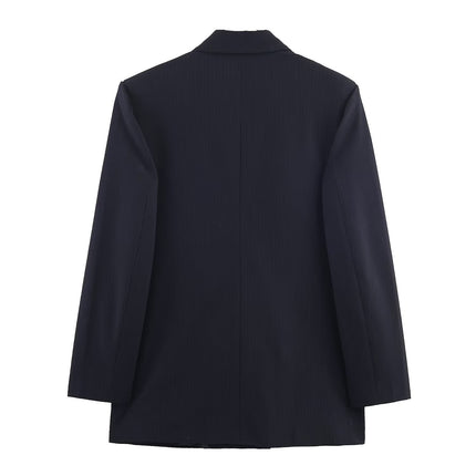 Double-Breasted Pinstripe Blazer