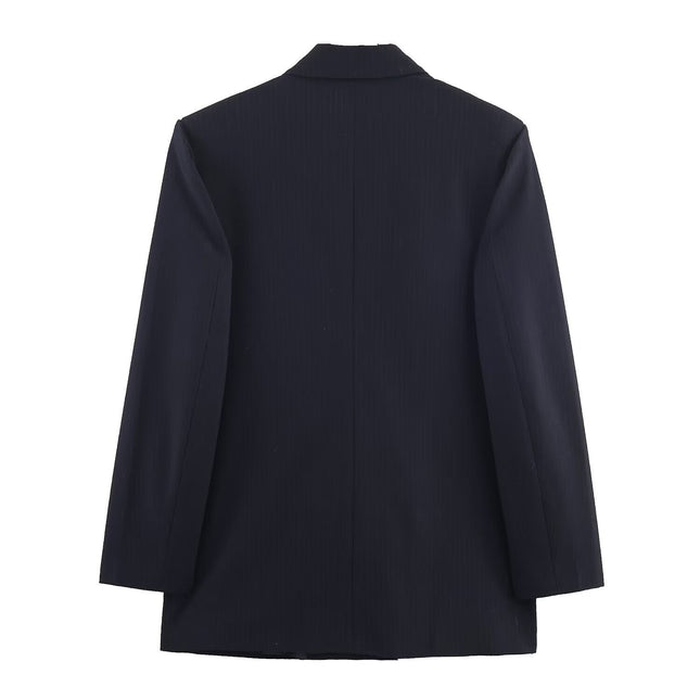 Double-Breasted Pinstripe Blazer