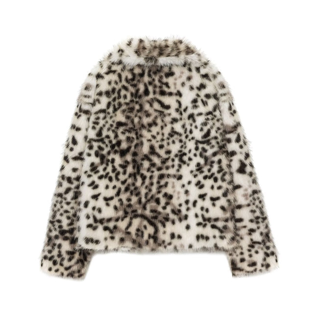 Snow-Leopard Faux-Fur Short Jacket