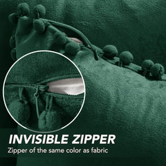 Red Velvet Cushion Covers with Pom-Poms, 2 PCS