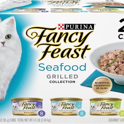 Purina Fancy Feast Grilled Seafood Wet Cat Food, 3 oz Cans, 24-Pack