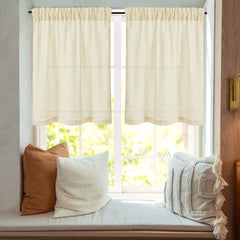 Natural Farmhouse Cafe Tier Curtains, 2 Panels